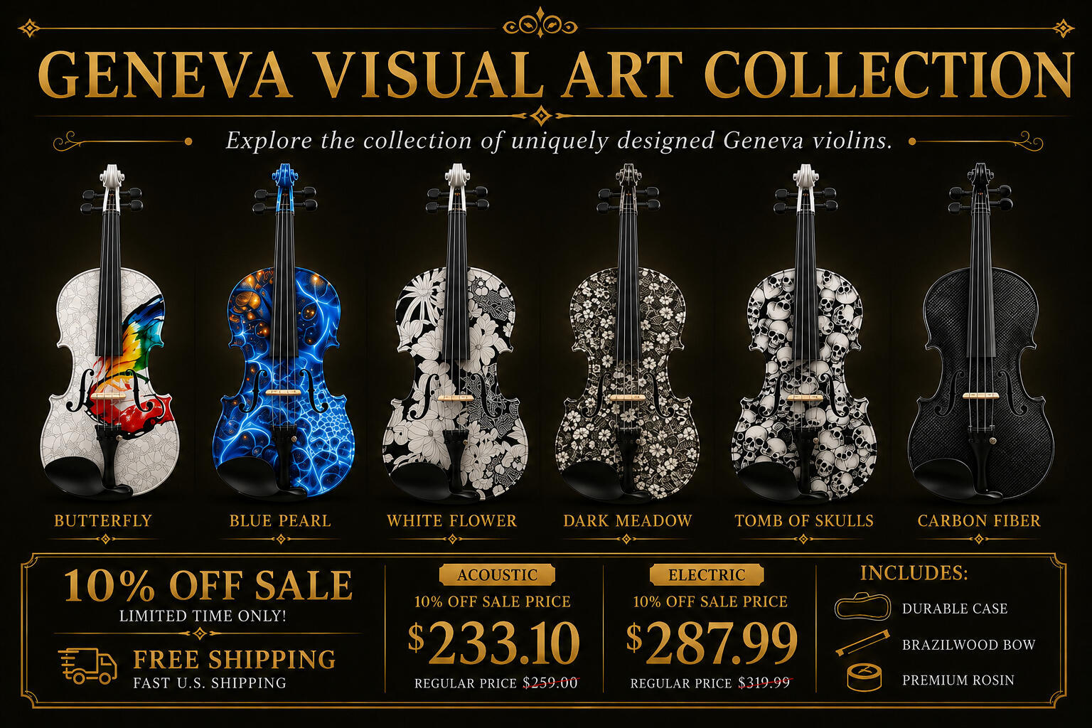 Quality Musical Instruments | Universal Music Supply Geneva Visual Art Violins